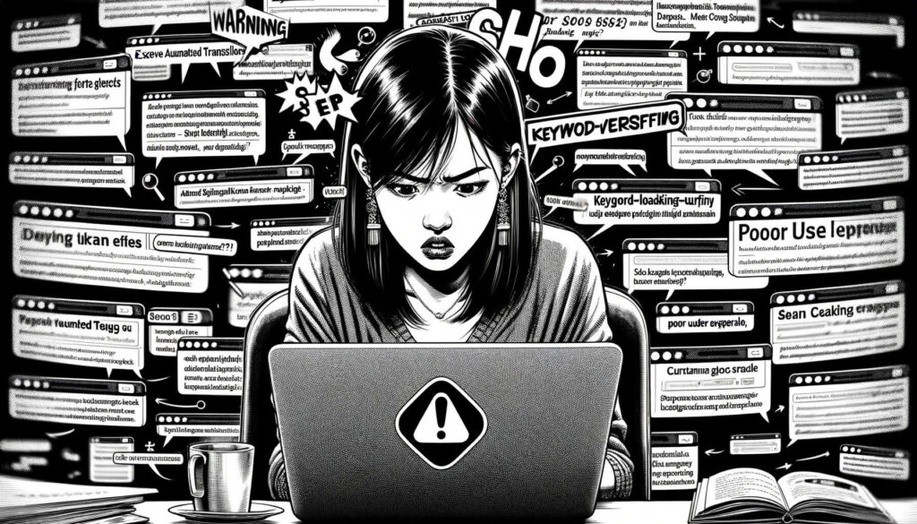 Eine Frau sitzt an einem Schreibtisch mit einem Laptop vor sich.