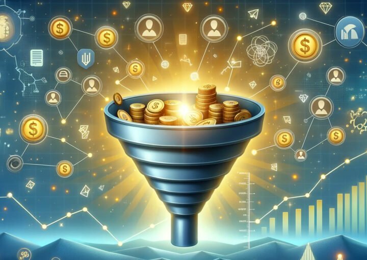 Ein Trichter, aus dem Münzen herauskommen.