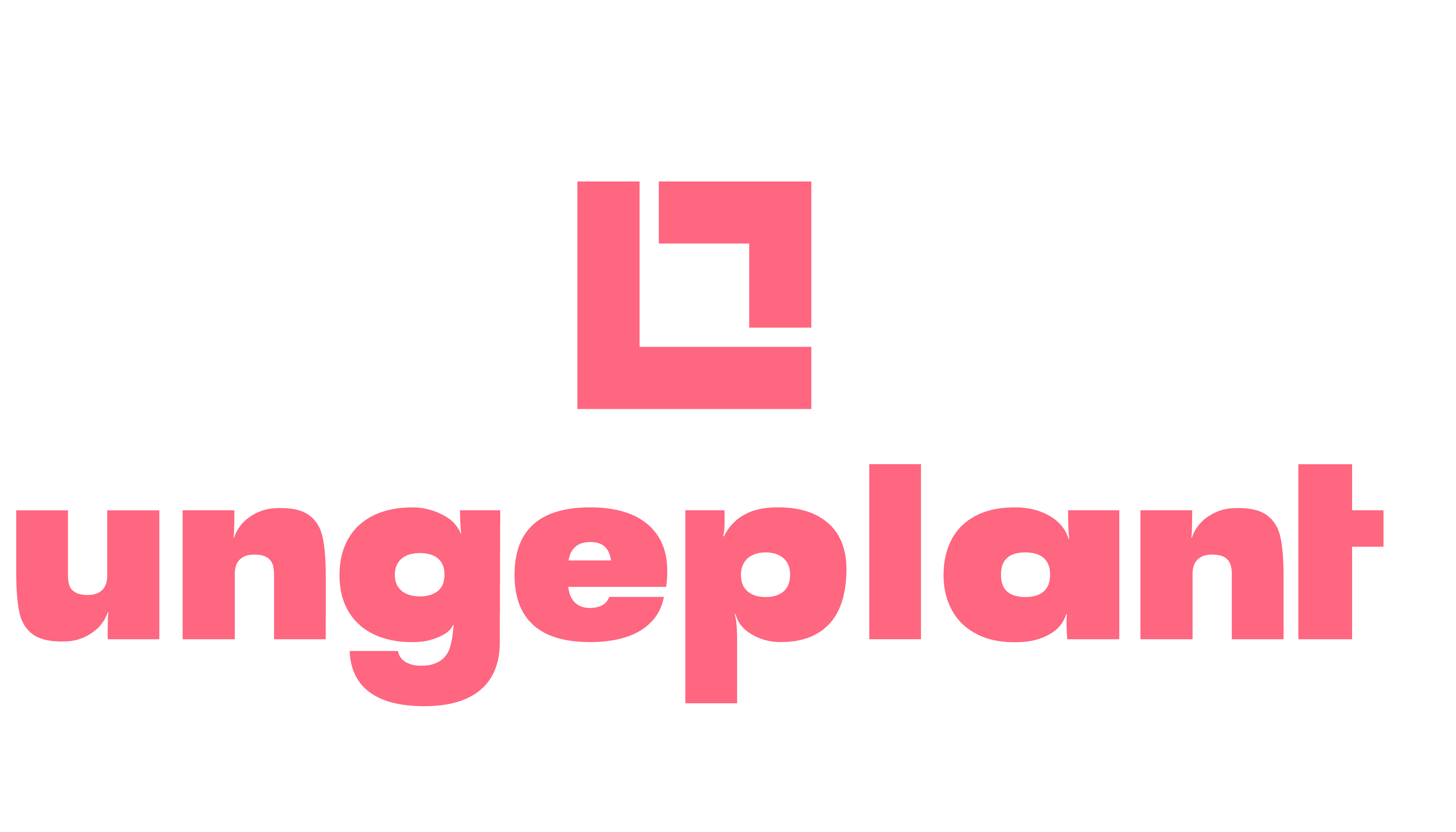 Ein Logo mit einem roten geometrischen Quadrat über dem Wort „ungeplant“ in fetten roten Kleinbuchstaben auf schwarzem Hintergrund, perfekt für die Darstellung topaktueller Audioinhalte.